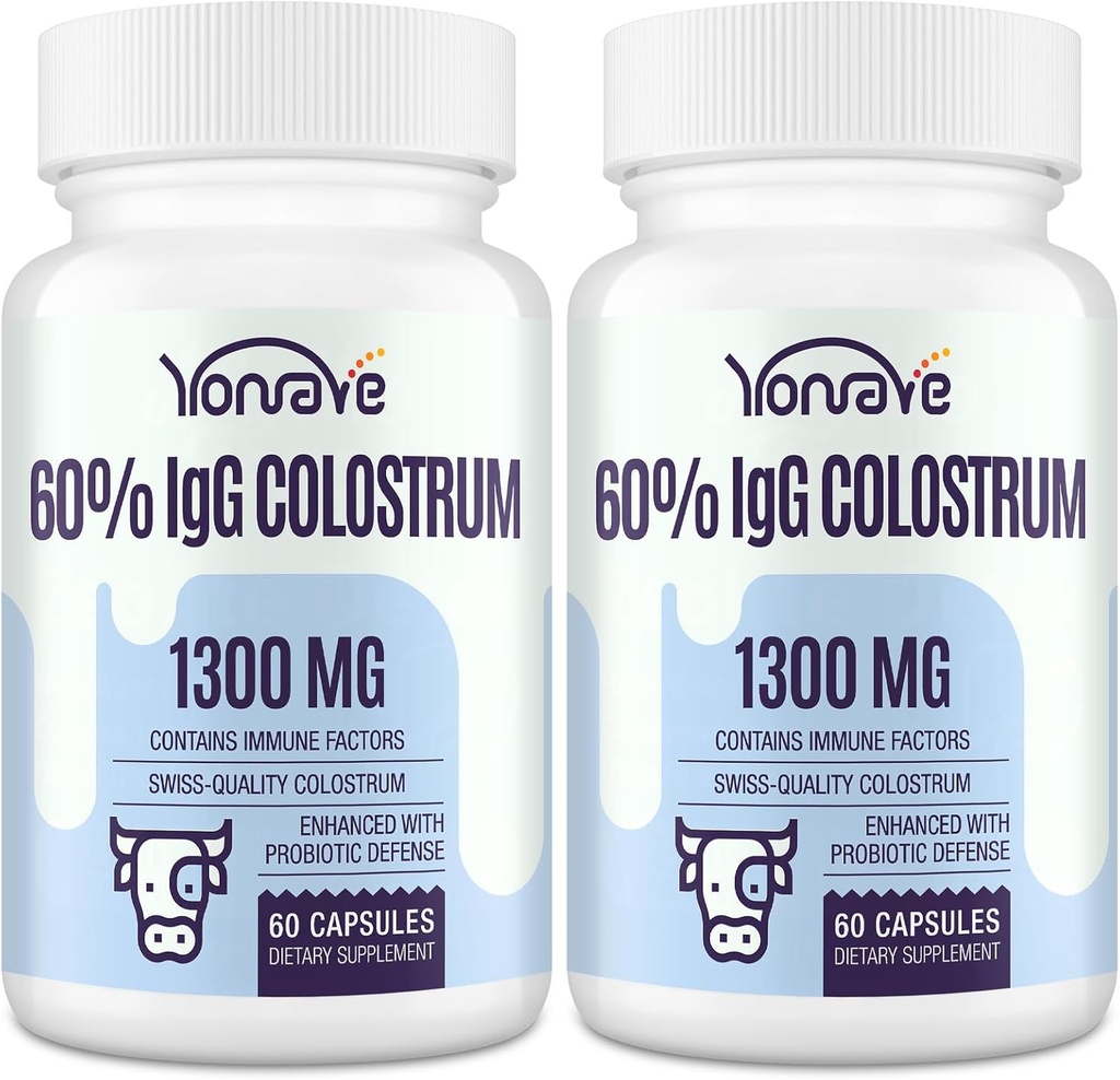 Bovine Colostrum Capsules Suplemento 1300mg - Extra High 60% IgG Bovine Colostrum - Gut, Bone, Ejercicio, Immune - 120 cápsulas