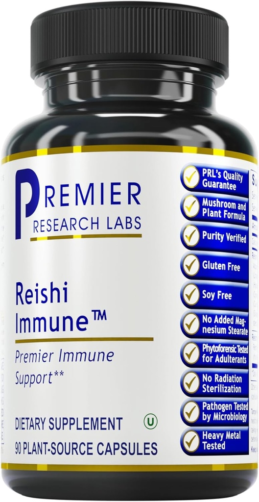 Premier Research Labs Reishi Immune Support Supplement- Reishi Mushroom Capsules, Orgánica Reishi Mushroom Extract for Women and Men, Contains Red Algae, Turmeric, Milk Thistle - 90 Pure Vegan Capsules