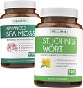 Sea Moss " St. John's Wort (2-Month Supply) Mood Moss Blend - Organic Irish Sea Moss - Raw Vegan Supplement (120 Caps) " St John's Wort with Powerful 900mcg Hypericin Vegan Non-GMO (120 cápsulas)