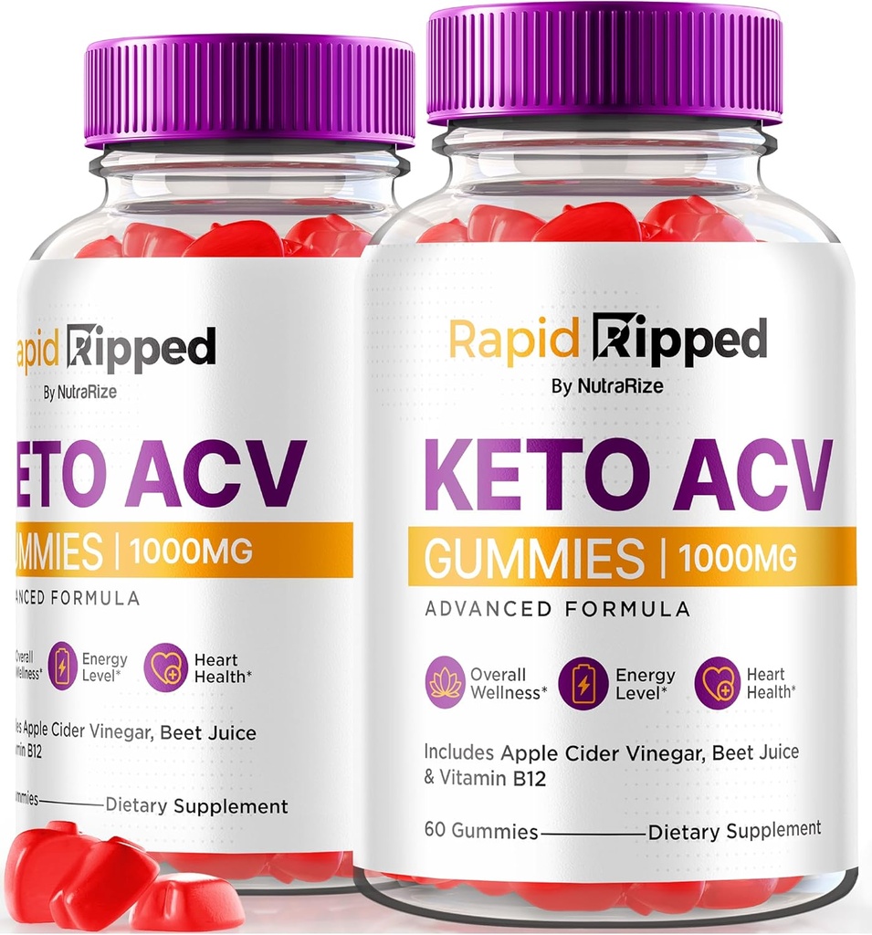 NutraRize (Pack of 2 Rapid Ripped Keto ACV Gummies 1000 MG, All Natural Apple Sider Vinegar Gummy Pills, Maximum Strength Vitamins, Reviews (120 Gummies)