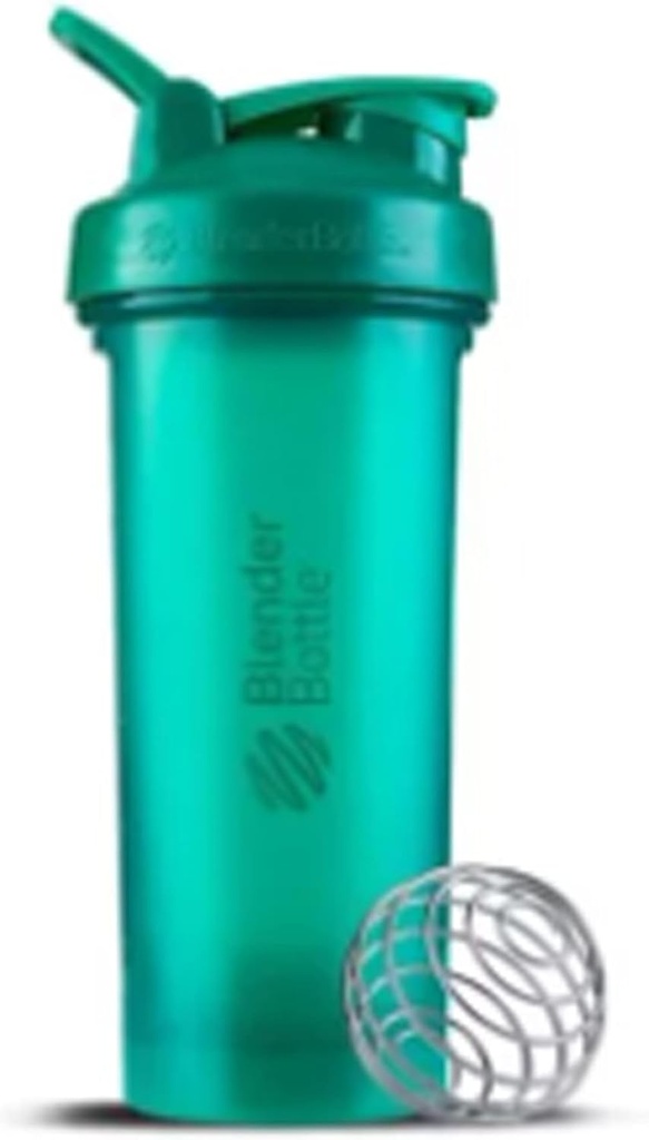 BlenderBottle Shaker Bottle con organizador de píldoras y almacenamiento para Protein Powder ProStak System, 22 onzas, Teal