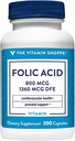 The Vitamin Shoppe Folic Acid 800MCG, Supports Prenatal & Fetal Development (300 Capsules)