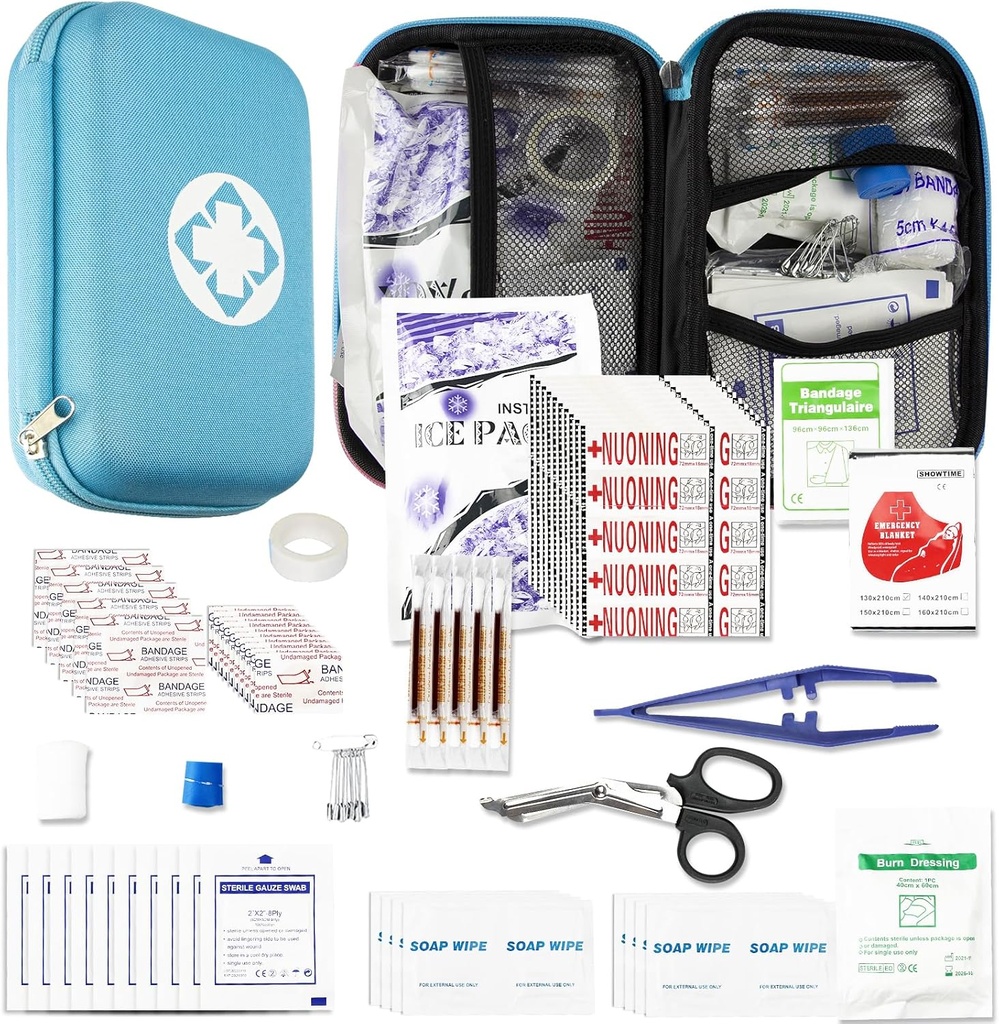 Supervivencia de autos Inicio Kit de primeros auxilios Emergencia-Kit - Azul 273Equipos de viaje Suministros de primeros auxilios Inicio Esenciales Camping Hiking YIDERBO