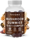 Mushroom Gummies 2 Pack, 12-in-1 Suplemento Complejo 3000mg - Lions Mane, Turquía Tail, Reishi, Cordyceps, Mushrooms Extract - Suplemento Nootropic Brain para Memoria y Focus, Inmunity Boost y Energía