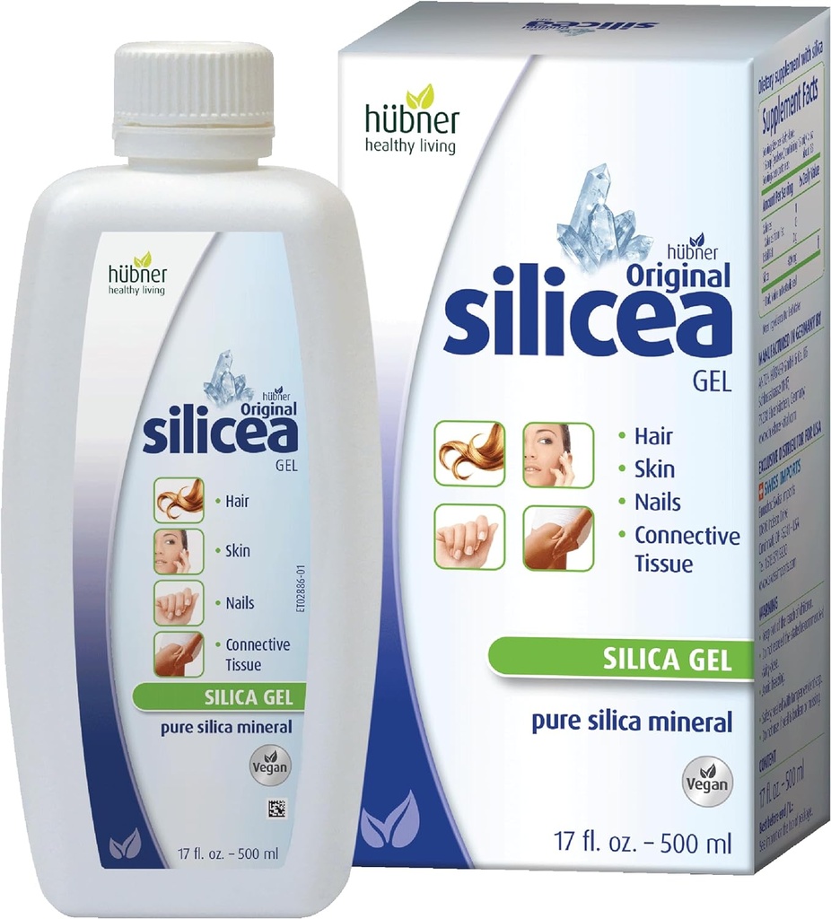 Hubner Original Silicea Gel 17 fl oz / 500 ml para el cabello, la piel, las uñas, y tejido conectivo, pura Silica Colloidal Fórmula Gel, sin aditivos ni conservadores
