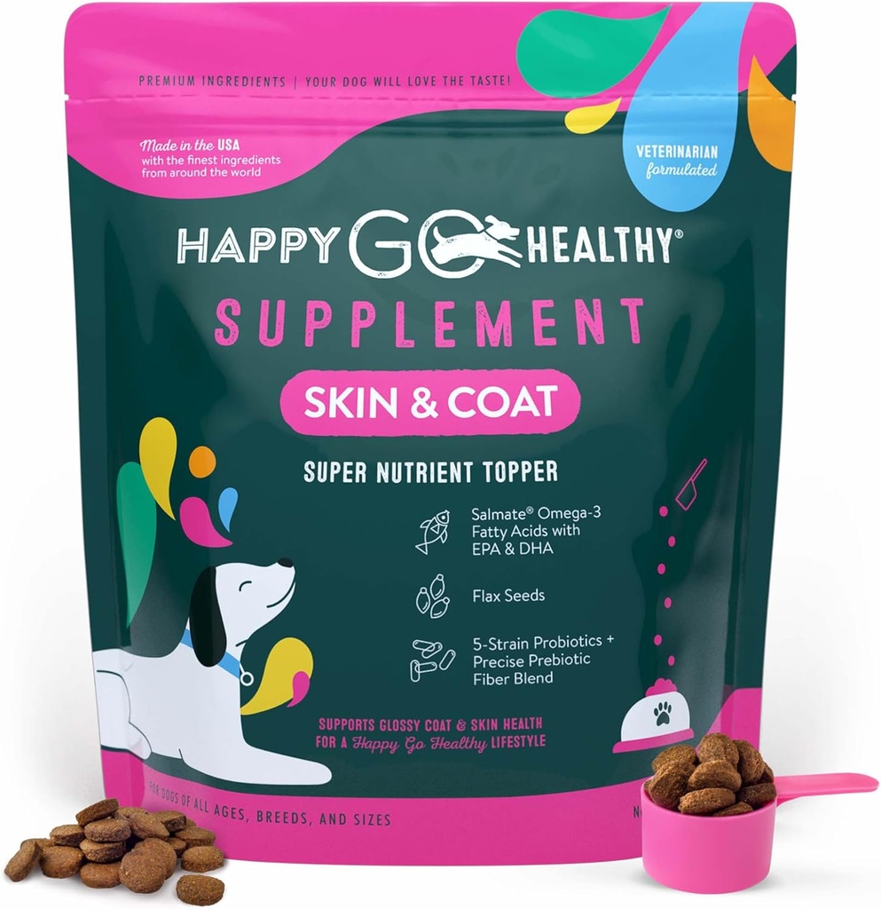 Suplementos de la piel y la carne para perros ← Beneficios Probióticos &amp; Prebióticos con Salmón Salvaje Omega 3s para ayudar a su perro brillante desde el interior hacia fuera todos los pechos, edad y tamaños TEN 120 Conde