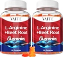 L Arginine 1000mg Suplemento Beet Root Gummies - Double Strength, Energy Boost, Circulation Support and Stamina, Organic Chewable Beets Suplementos para Hombres y Mujeres, Vegan Gummy, Sugar-Free(2 Pack)