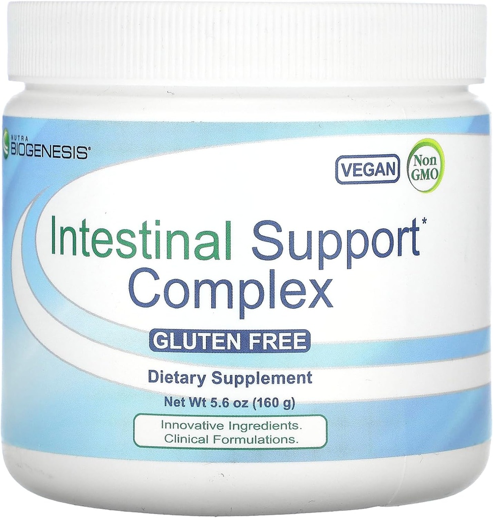 Nutra Biogenesis Intestinal Support Complex - Gut Health Powder, GI Intestinal Supplement for Women &amp; Men, L-Glutamine, Slippery Elm, Marshmallow & Licorice - 5.6 oz (20 Servings)