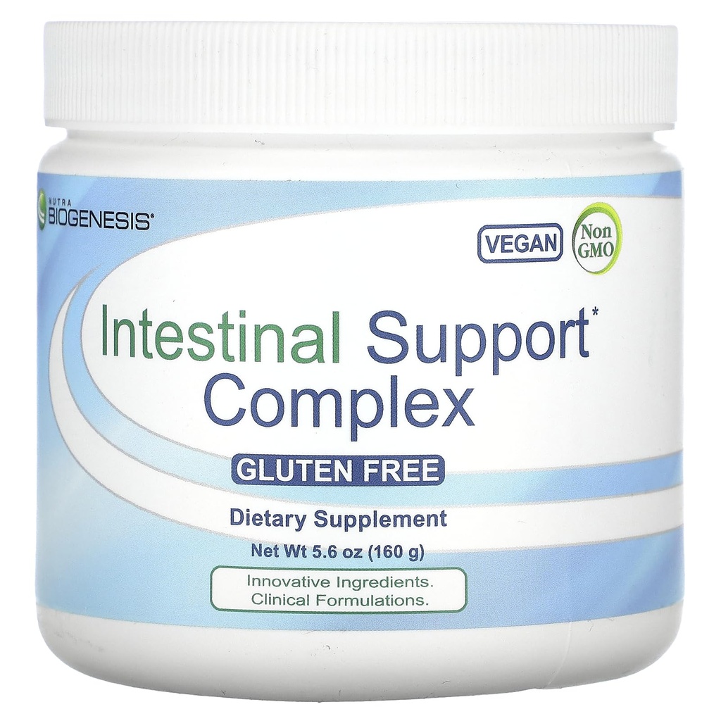 Nutra Biogenesis Intestinal Support Complex - Gut Health Powder, GI Intestinal Supplement for Women &amp; Men, L-Glutamine, Slippery Elm, Marshmallow & Licorice - 5.6 oz (20 Servings)