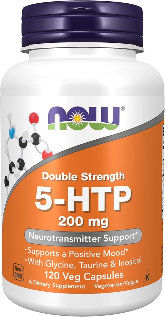 AHORA Suplementos, 5-HTP (5-hidroxitryptofan) 200 mg, doble fuerza, soporte neurotransmisor*, 120 cápsulas de veg