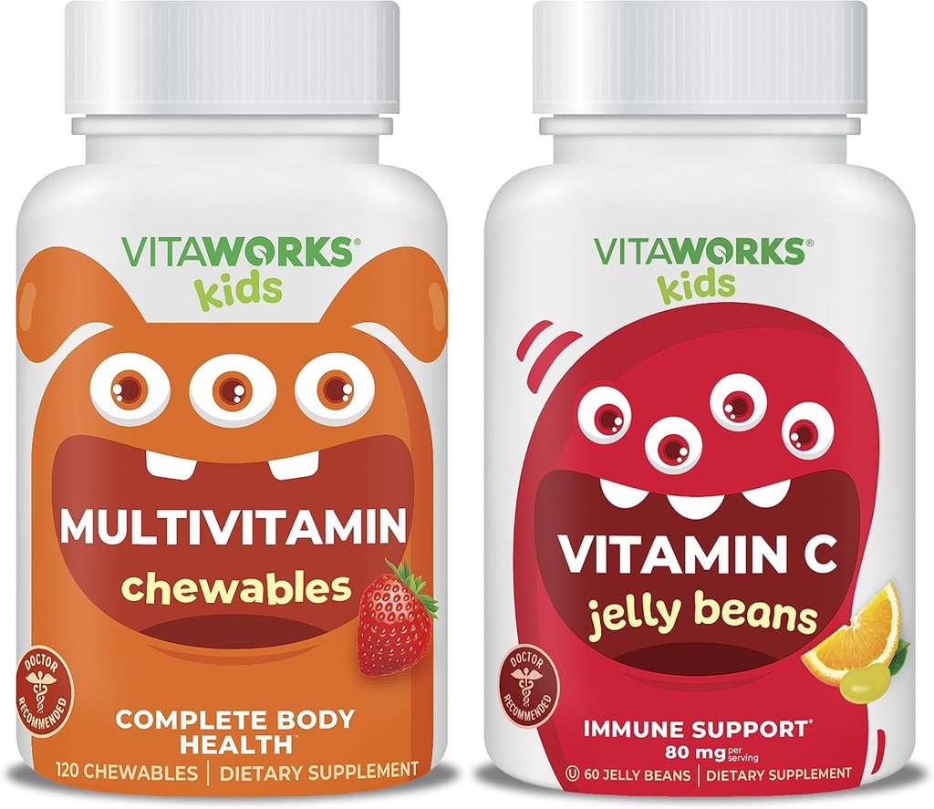 Kids Multivitamin Chewables + Vitamin C 80mg Jelly Beans Bundle