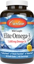 Carlson Elite Omega-3 Gems, 1600mg Omega-3 con EPA & DHA, Wild-Caught Norwegian Fish Oil, Lemon Flavor, 90 Softgels