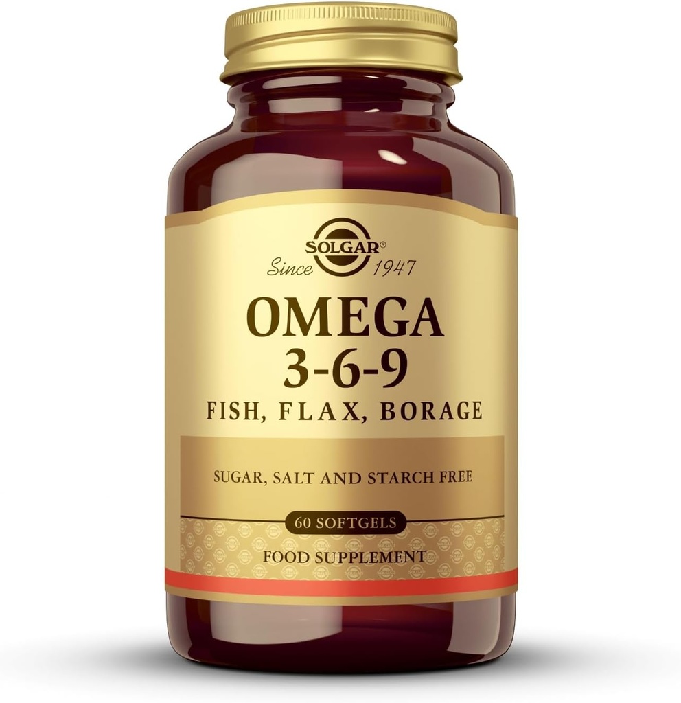 Solgar 1300 mg Omega 3-6-9-60 Softgels - Soporte para la salud conjunta de la piel - No GMO, Gluten Gratis - 20 Serviciones
