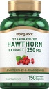 Piping Rock Hawthorn Berry Capsules | 250mg | 150 Pills | Herb Extract Supplement | Non-GMO, Gluten Free