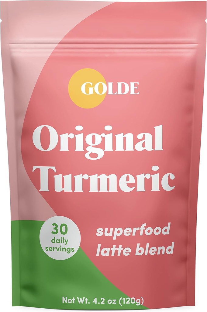 GOLDE - Superfood Latte Blend - Original Turmeric - Planta-Basada w / Coco, &amp; Peligro - Vegan, Keto, Libre de Azúcar - 30 Servimientos