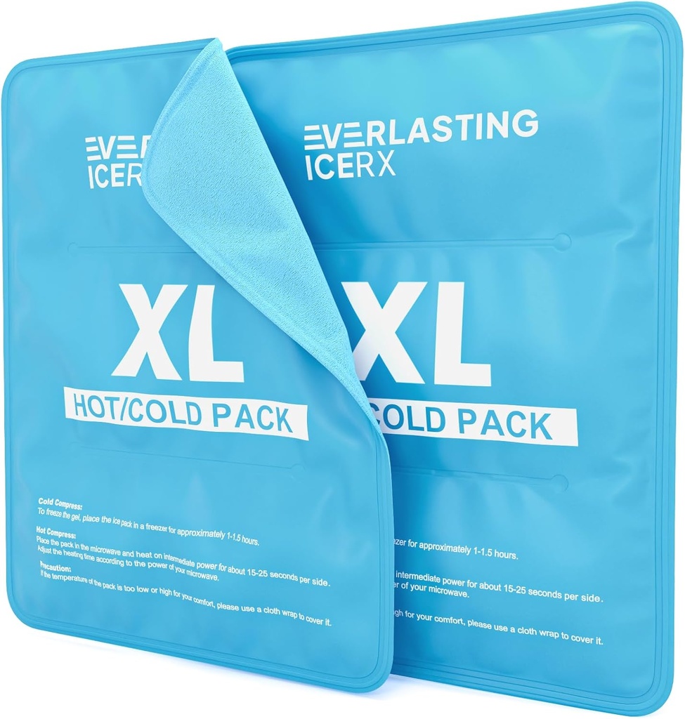 Paquete de hielo reutilizable para lesiones Ø 11" x 14.5" - 2 Pack XL TENIDO Hot &amp; Cold Pack TENIDO Gran paquete de hielo para el alivio de dolor de espalda, Soft Ice Packs Reutilizable, flexible cuando congelado