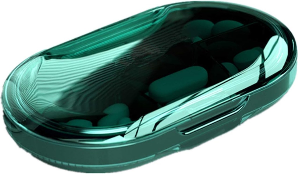 Pill Organizer, Portable Pill Box Daily Pill Case Dispenser for Medicine Vitamin Supplement Fish Oil for Purse Pocket Travel Home, BPA Free Tritan Material (Green)
