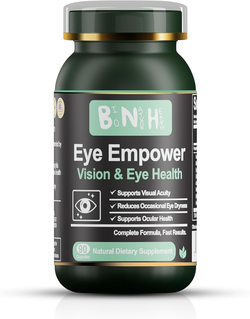 Empoderamiento de los ojos - Luz azul - Visión borrosa - Protección para los ojos irritados secos - Floaters - Fatiga - Soporte Ocular y Macular - Degeneración - Nutrientes provenientes - Retinal & Corneal - 90 Conde