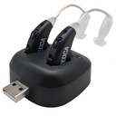 Digital Hearing Amplifiers - Rechargeable Premium BTE Personal Sound Amplifier Pair with USB Dock, Behind the Ear Hearing Enhancement Devices with Long Lasting Battery Life, Black