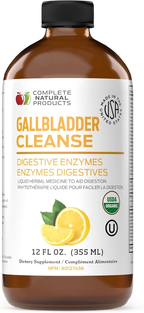 Completo completo de vesícula natural - Suplemento líquido para soporte de vesícula biliar, limpieza del hígado y salud digestiva con vinagre de manzana, turmérico, remolacha, enzimas digestivos, cardo de leche - 12oz