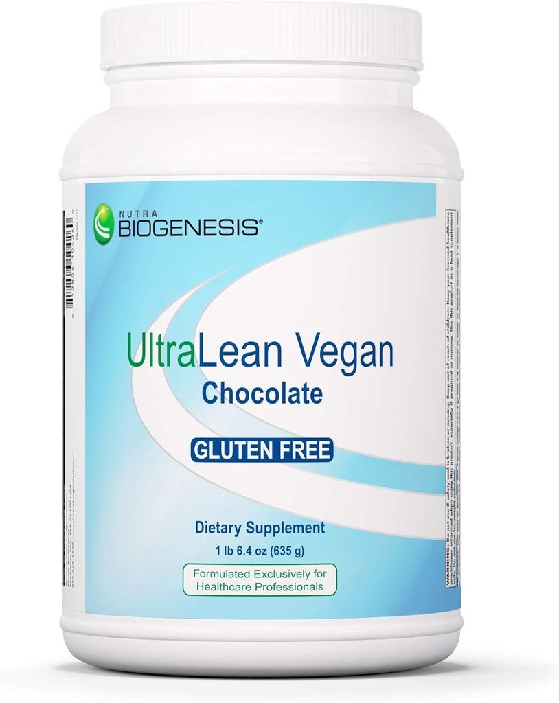 Nutra BioGenesis Polvo Proteína de Chocolate UltraLean Vegan - Polvo Proteína de Proteína con base vegetal para hombres y mujeres, Proteína de Pea Libre de Lactosa para el apoyo muscular con micronutrientes & vitaminas - 1 libras 5,4 oz (635 g)