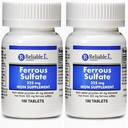 Sulfato ferroso 325mg Suplemento de hierro (2-Pack) TENIDO Píldoras de hierro TENIDO 100 Tablas de hierro por botella, 2-Pack