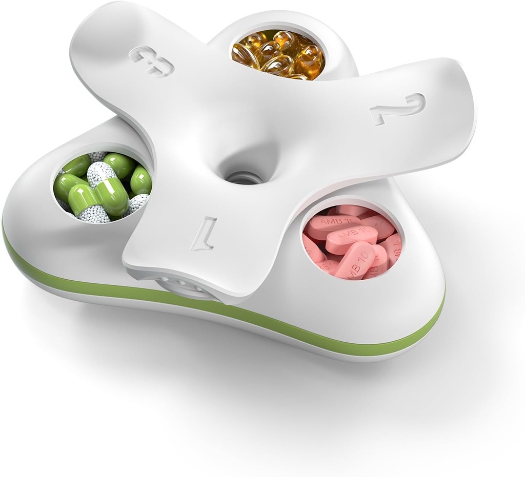 Daily Pill Box Organizer 3 veces al día, Travel Small Pill Case, 3 Compartments Compact Pill Container, Portable Pill Holder for Vitamin, Medicine, Supplement, Fish Oil, White