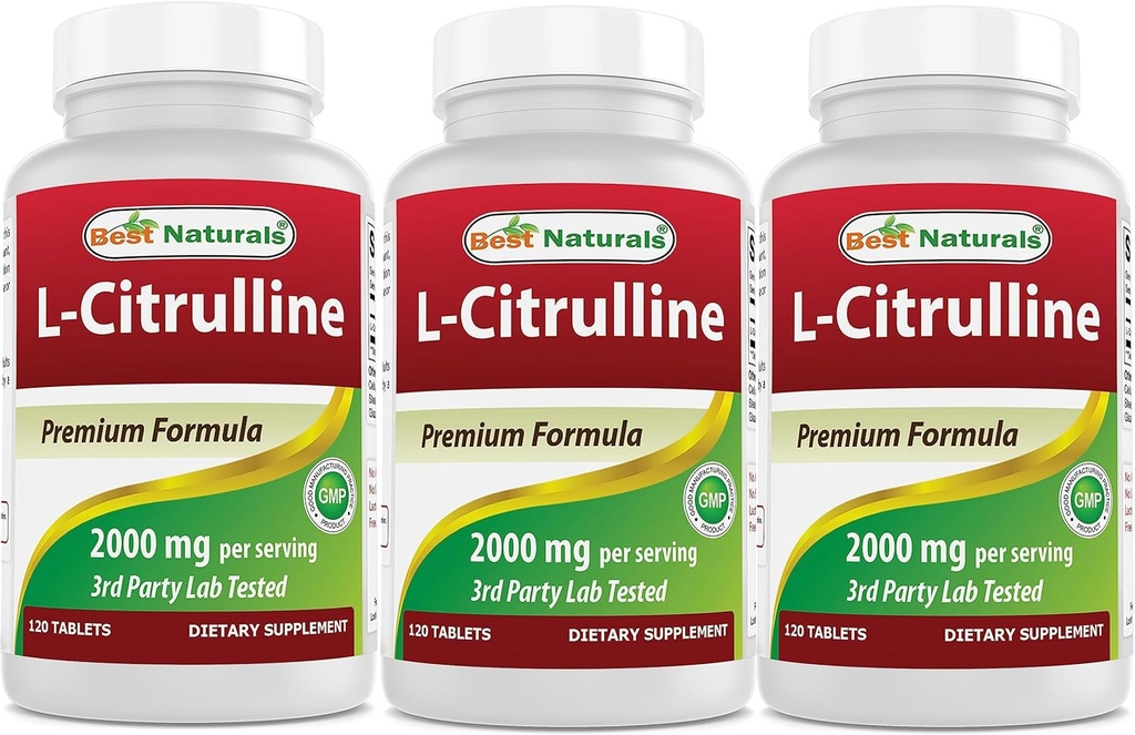 Mejores Naturales L-Citrulline 2000mg/Serving - No GMO - Gluten Gratis - 120 Tabletas (120 Cuenta (Pack of 3))