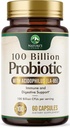 Probióticos 100 Billones CFU - 16 Estrechos Probióticos con Prebióticos - Apoyos Immune, Gut Health, PH, Estreñimiento ocasional, Gas &amp; Bloating - Suplemento para Hombres, Estante de Estante - 60 cápsulas