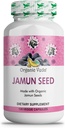 Fundas de semillas de Jamun orgánicas, BlackBerry indio -100% Natural Jamun Seed Suplemento - Eugenia Jambolana Capsules Promueve la piel radiante suave, energía &amp; salud general - US FDA Registrado - 120 Conde