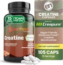 EarthNutri Cretine Monohydrate Capsules - Micronized for Better Absorption - Supports Muscle Strength, Strength & Recovery - 105 Capsules (5000mg por Serving, 7 cápsulas)