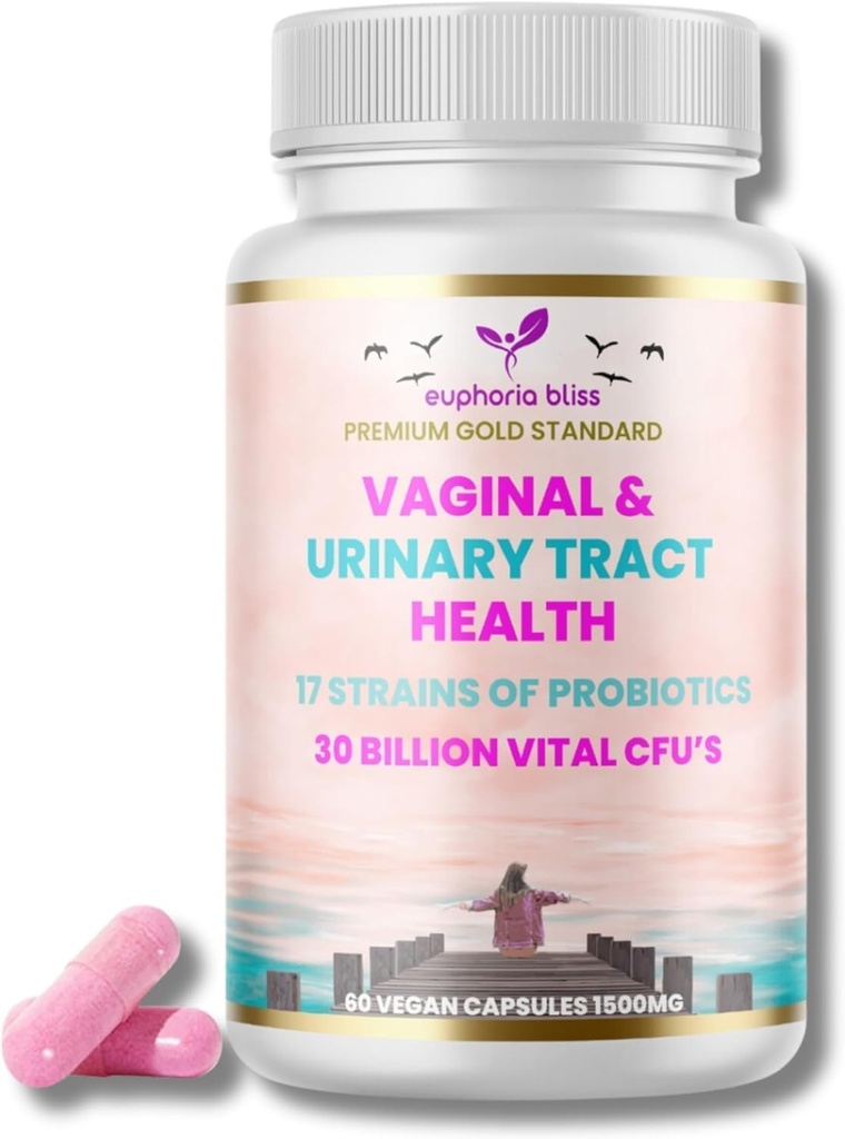 Vaginal Probiotics for Women pH Balance, Prebiotics & Probiotic Blend, Natural Vaginal Health &amp; Urinary Tract Supplement with Cranberry, Garlic &amp; More, For Healthy Vaginal Flora & Odor, 60 Vegan Caps
