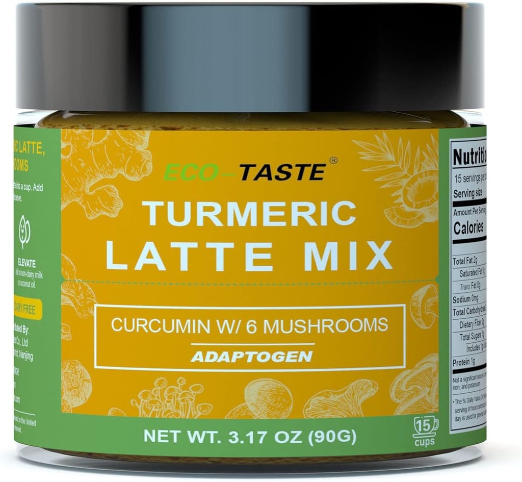 Latte de baño de oro con 95% Curcumina de Turmérica y 6 extractos de setas, 3.17oz