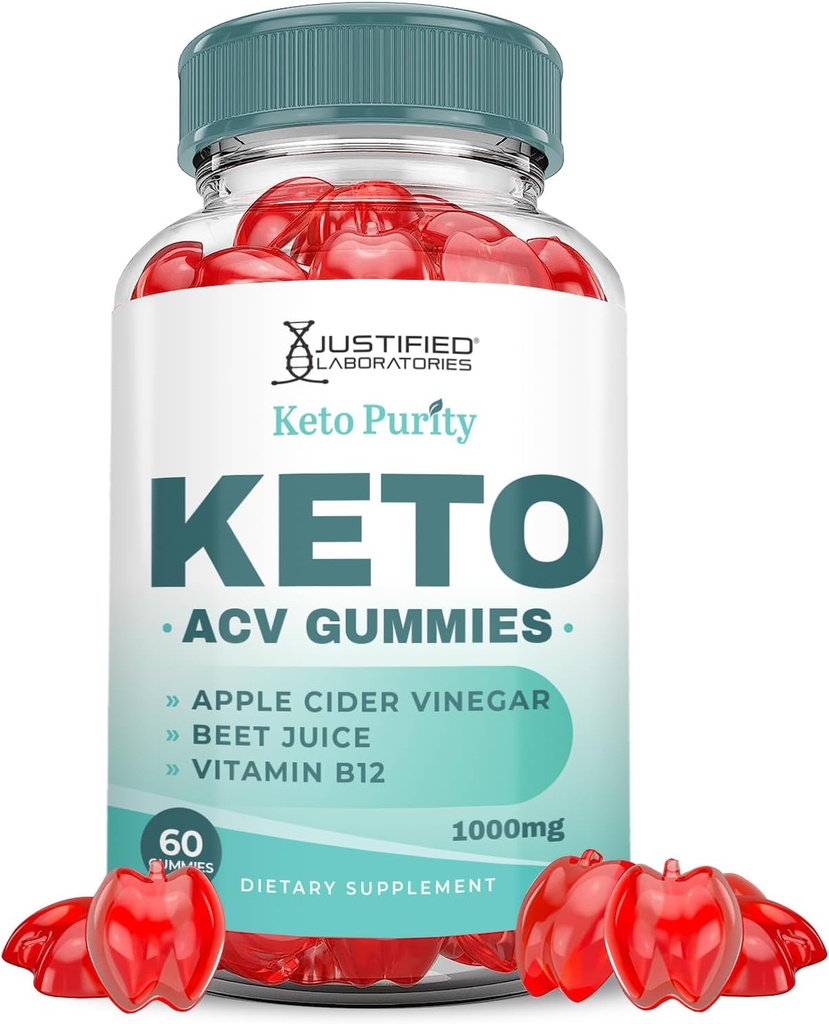 Laboratorios Justificados Keto Purity Keto ACV Gummies Advanced Fórmula 1000MG Keto Puritry Keto Gummies Apple Cider Vinegar Formulado con Powder Pomegranate Beet Juice B12 Vegan Non GMO 60 Gummys
