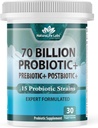 NaturaLife Labs Probióticos 70 Billones CFU – 15 Strains con Prebiótico Orgánico & Postbiótico – 3-en-1 Fórmula – 30 cápsulas Veganas