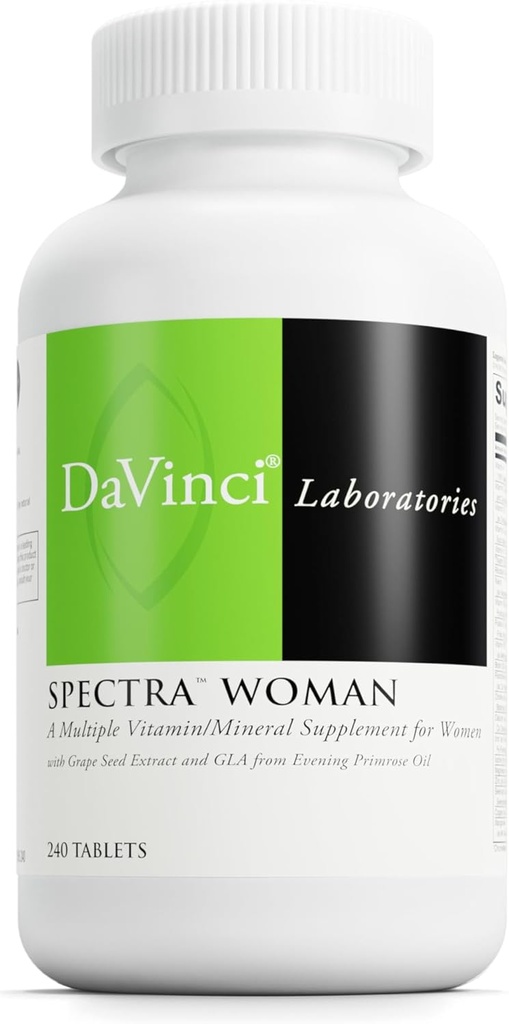 DaVinci Labs Spectra Woman - Suplemento dietético para apoyar la salud de los huesos y las necesidades de las mujeres - con vitaminas, minerales, calcio, beta caroteno, L-Cysteine, Grape Seed Extract, y más - 240 Tablets
