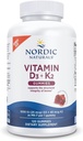 Naturales nórdicos Vitamina D3 + K2 Gummies, granada - 120 Gummies - 1000 UI Vitamina D3 + 45 mcg K2- Gran Sabor - Bone Health, Promueve Función del Musculo Saludable - No GMO - 120 Serviciones
