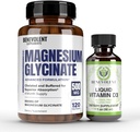 Premium Magnesium Glycinate 500mg Capsules & Liquid Vitamin D3 5000 IU Bundle- (8 meses de suministro + alta absorción Fórmula) Chelated Buffered Glycinate &amp; Immune Support
