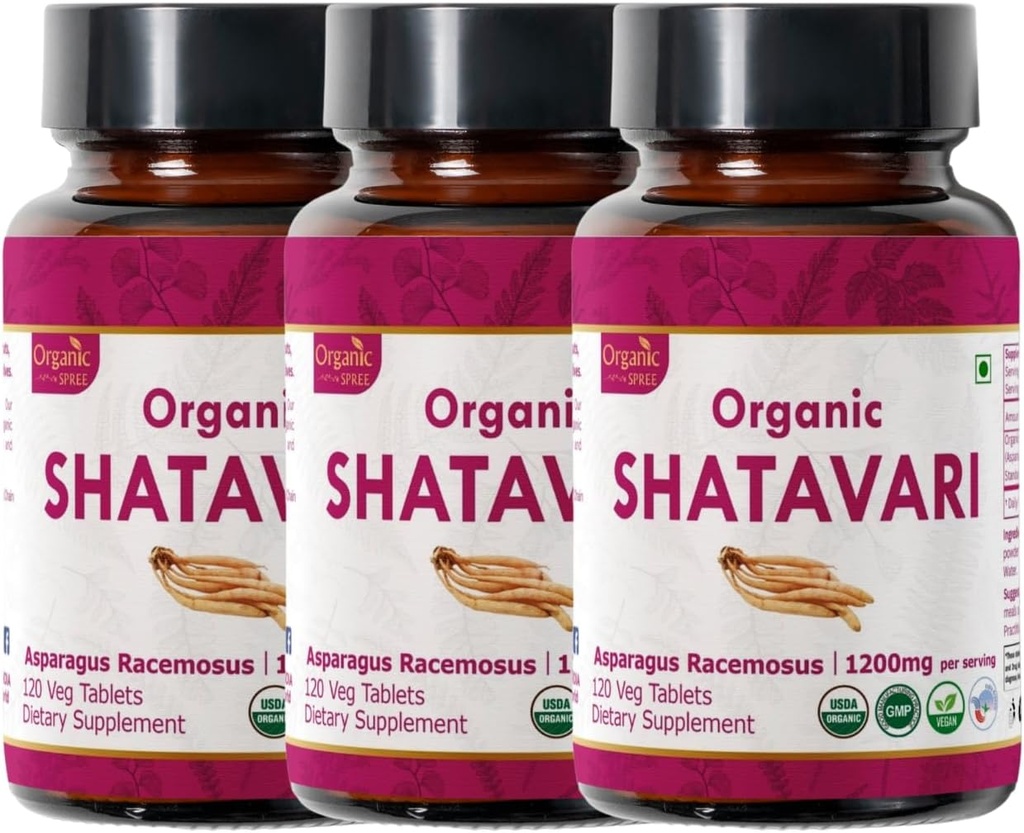 Shatavari 120 Tablets ← Espárragos Racemosus (Shatavari) Silencio USDA Orgánica Certificada  Apoyo a la Salud de las Mujeres y el Sistema Inmunitario ← Suplemento dietético 120tab - Pack of 3