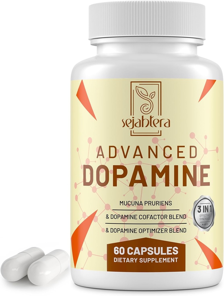 Extracto de semilla de Dopamina-Mucuna Pruriens, Vitaminas de Premio, Minerales y Extractos de Planta Natural para Conducir Mental, Claridad, Cápsulas Focus-60