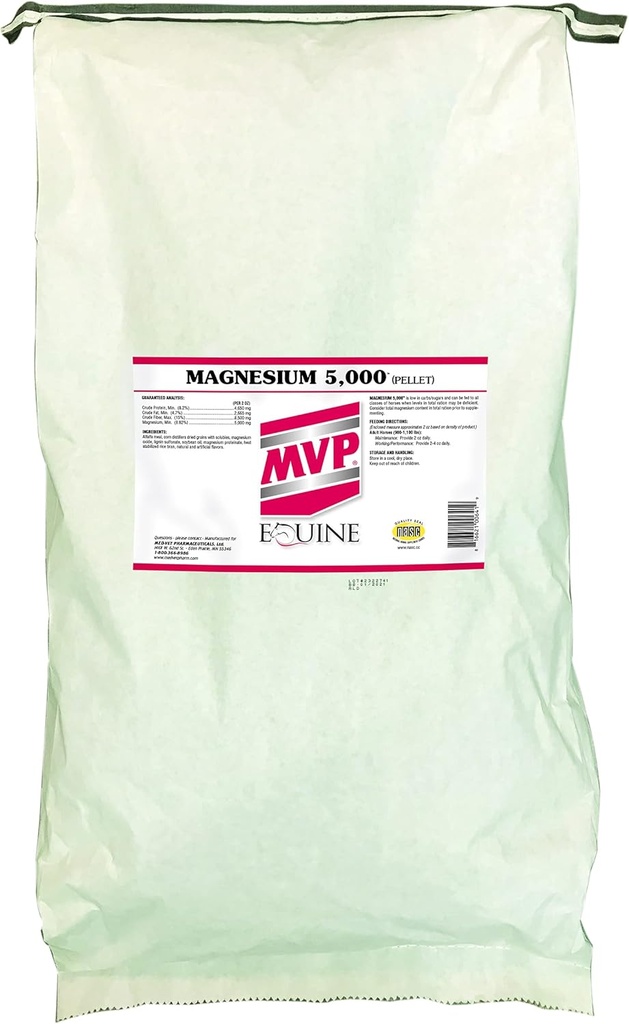 MVP Magnesio 5,000 (50lb Bag) Calming/Metabolism/Muscle Función Soporte para Caballos