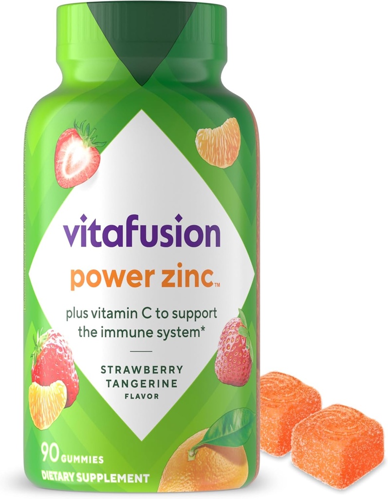 Vitafusion Power Zinc Gummy Vitamins, Strawberry Tangerine Flavored Immune Support (1), 90 Count