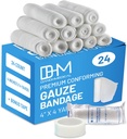 D Pulh Medical Pack of 24 Gauze Bandage Roll 4 Inches x 4 Yards - Medical Gauze Wrap for Wounds Care - Easy to Use Cotton Gauze Rolls for Hand Wrap Dressing Ankles & Knees