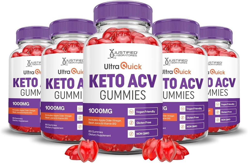 Laboratorios justificados (5 Pack Ultra Quick Keto ACV B12 Vegan No GMO 300 Gummies