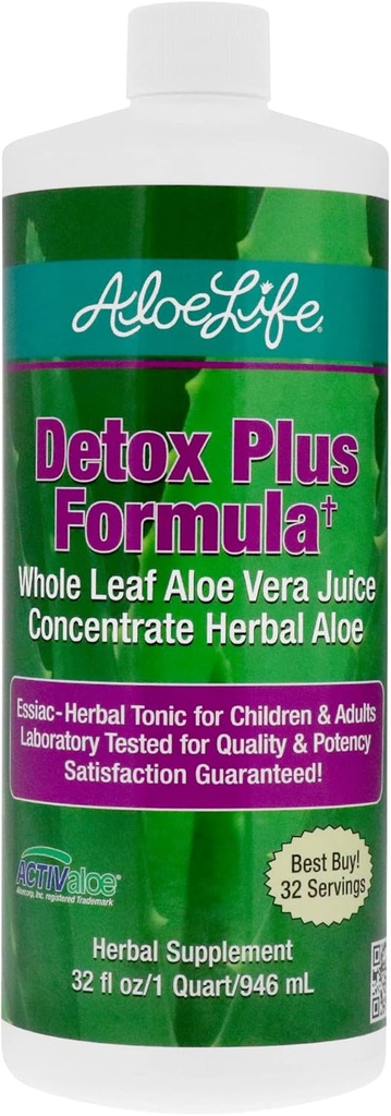 Aloe Life – Detox Plus Fórmula, Aloe-Based Detox Suplemento, Aloe Vera Cleanse, promueve una digestión más saludable, Aloe concentrado " Herbal Tonic, Gut Health Detox for Wellness (32 oz.)
