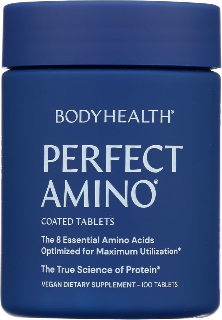 PerfectAmino (100 ct) Tabletas fáciles de absorber, Aminoácidos esenciales Suplemento con BCAAs, Proteína Vegana para el entrenamiento de postes &amp; recuperación muscular con lisina, triptófano, leucina, metionina
