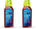 Cuidado básico Noche Temperatura Severe Cold and Flu Syrup, Max Strength Liquid Medicine, Multi-Symptom Relief, para adultos y niños 12 años y más, Mixed Berry Flavor, 12 fl oz (Pack of 2)