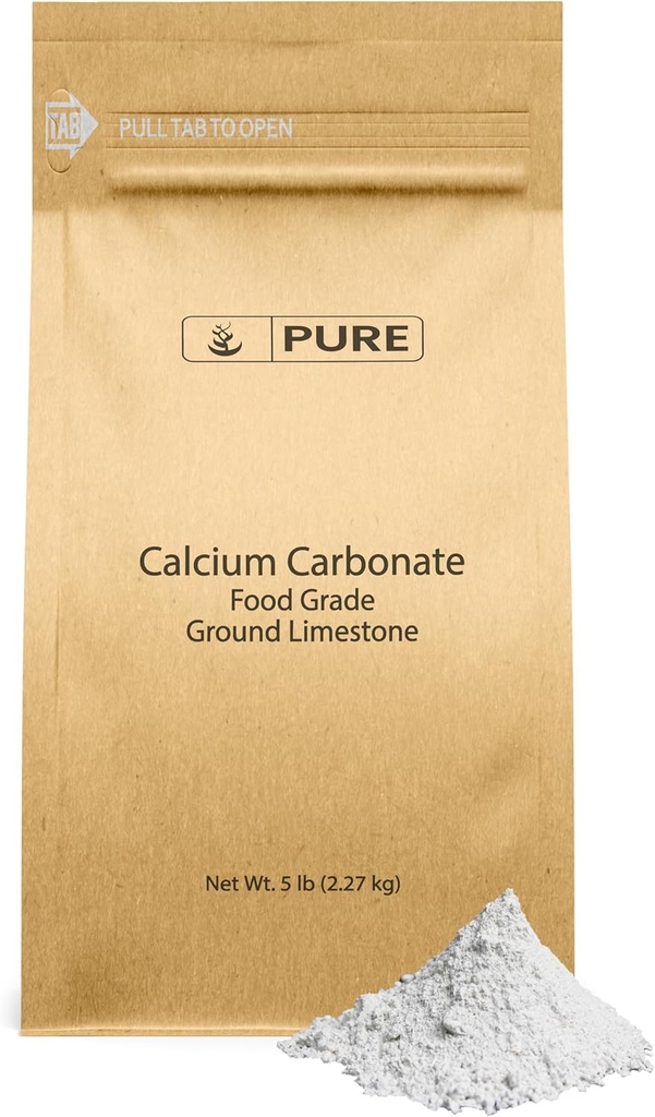 Ingredientes originales puros Carbonato de calcio (5 lb) Suplemento dietético, Preservador de alimentos, Neutralizador ácido