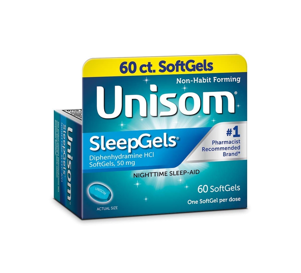 Unisom SleepGels, Diphenhydramine HCl 50 mg, 60 Count