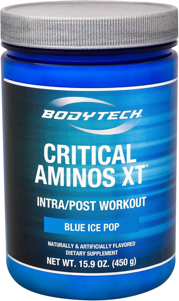 BODYTECH Critical Aminos XT Intra/Post Workout Blue Ice Pop - Soportes Muscle Recovery (12.4 Ounce Powder)